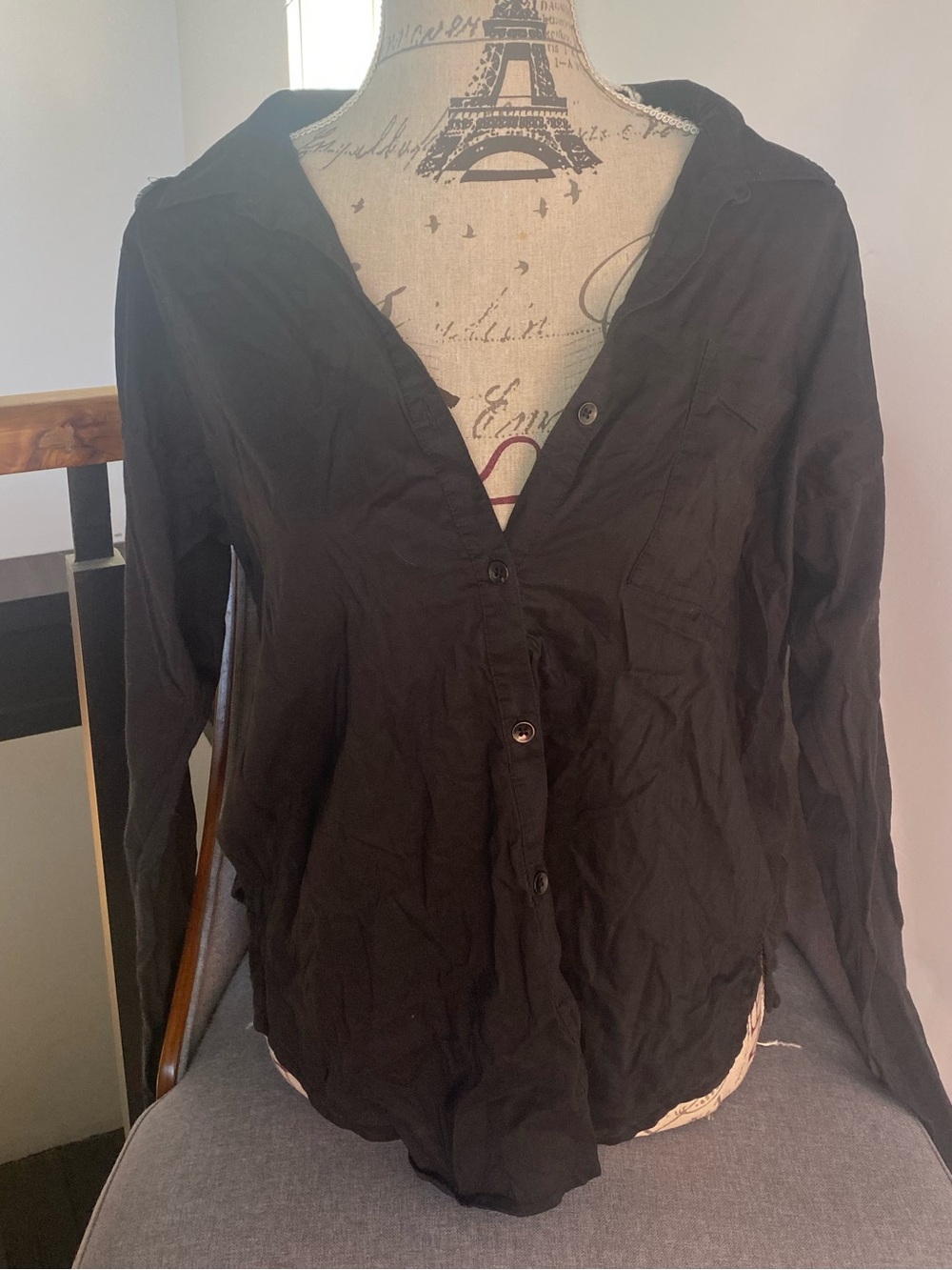 Classic Black Women's Button-Down Shirt